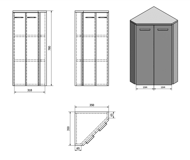 ZOJA/KERAMIA FRESH szafka narożna 35x76x35cm biała