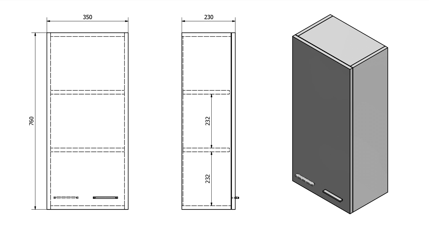 ZOJA KERAMIA FRESH wisząca szafka 35x76x23cm lewa dąb platin