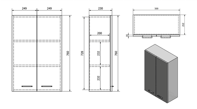 ZOJA KERAMIA FRESH szafka wisząca 50x76x23cm dąb platyn