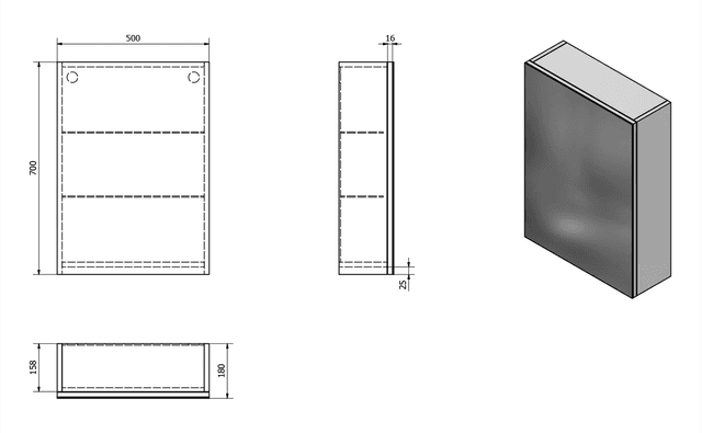 VEGA szafka z lustrem, 50x70x18 cm, biała