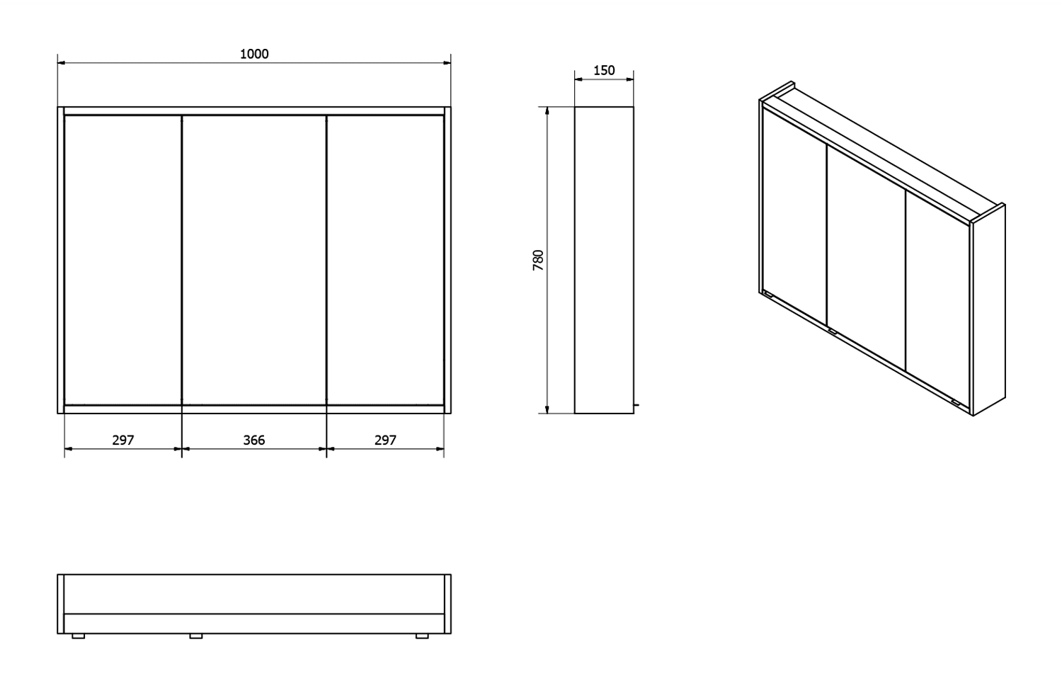 BATU szafka lustrzana LED 100x71, biała