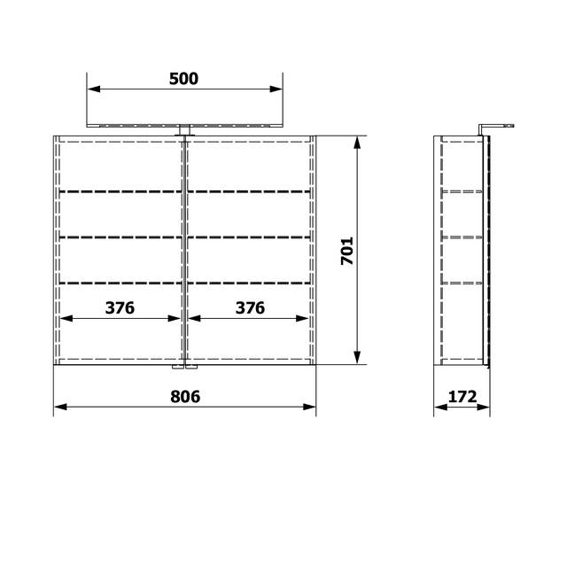RIWA LED szafka z lustrem, oświetlenie LED 81x60x17cm