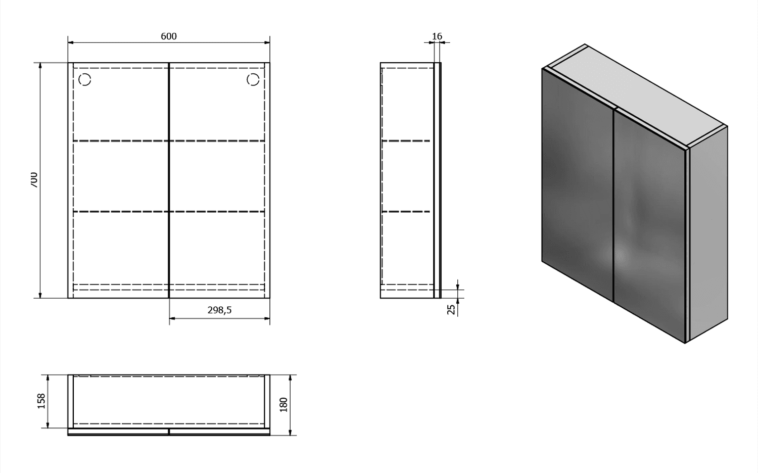 VEGA szafka z lustrem 60x70 cm dąb platin