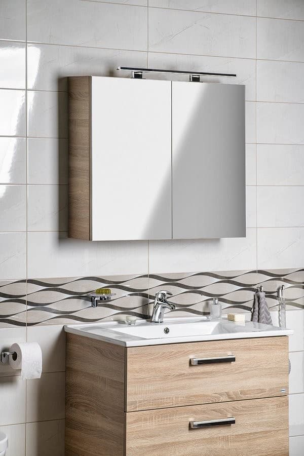 VEGA szafka z lustrem 80x70x18cm dąb platin