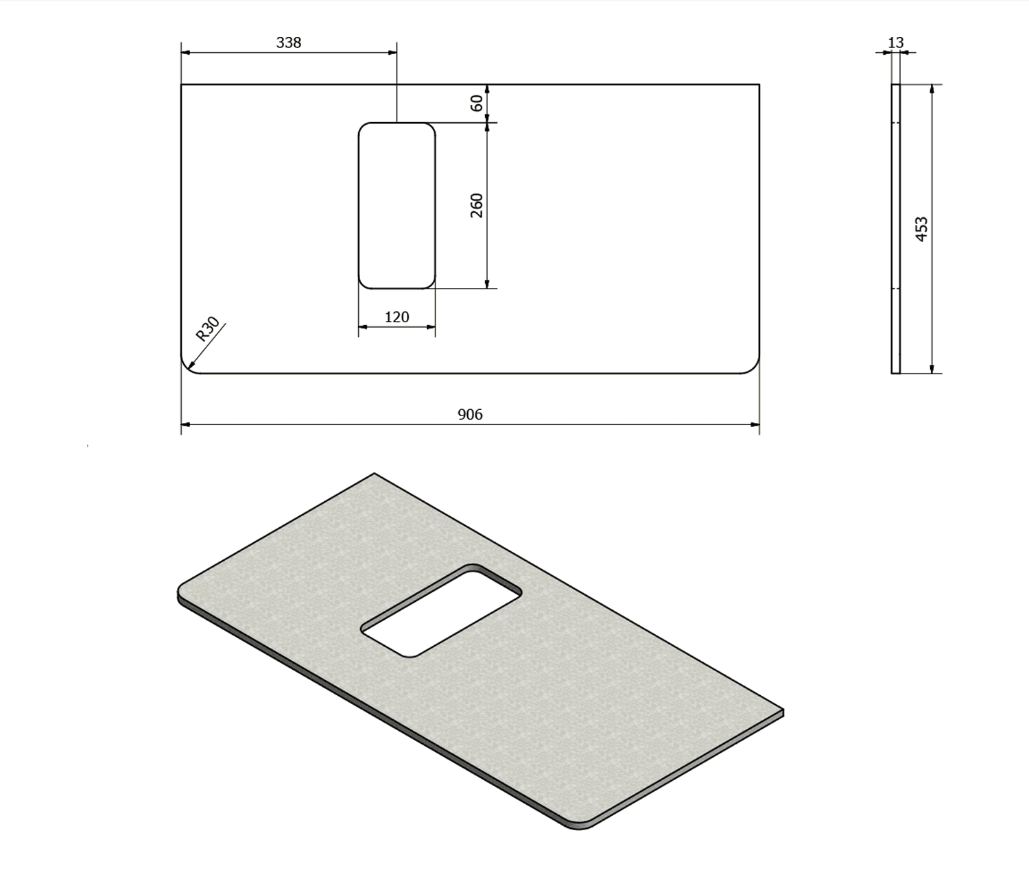 LUCIE blat Rockstone 90,6x45,3 cm do umywalki BALENA