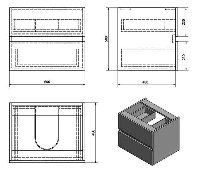 AVICE szafka umywalkowa biała 60x50x48cm (AV065)