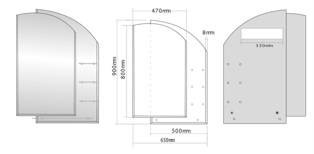 WEGA lustro z półkami 650x900mm, zaokrąglone rogi