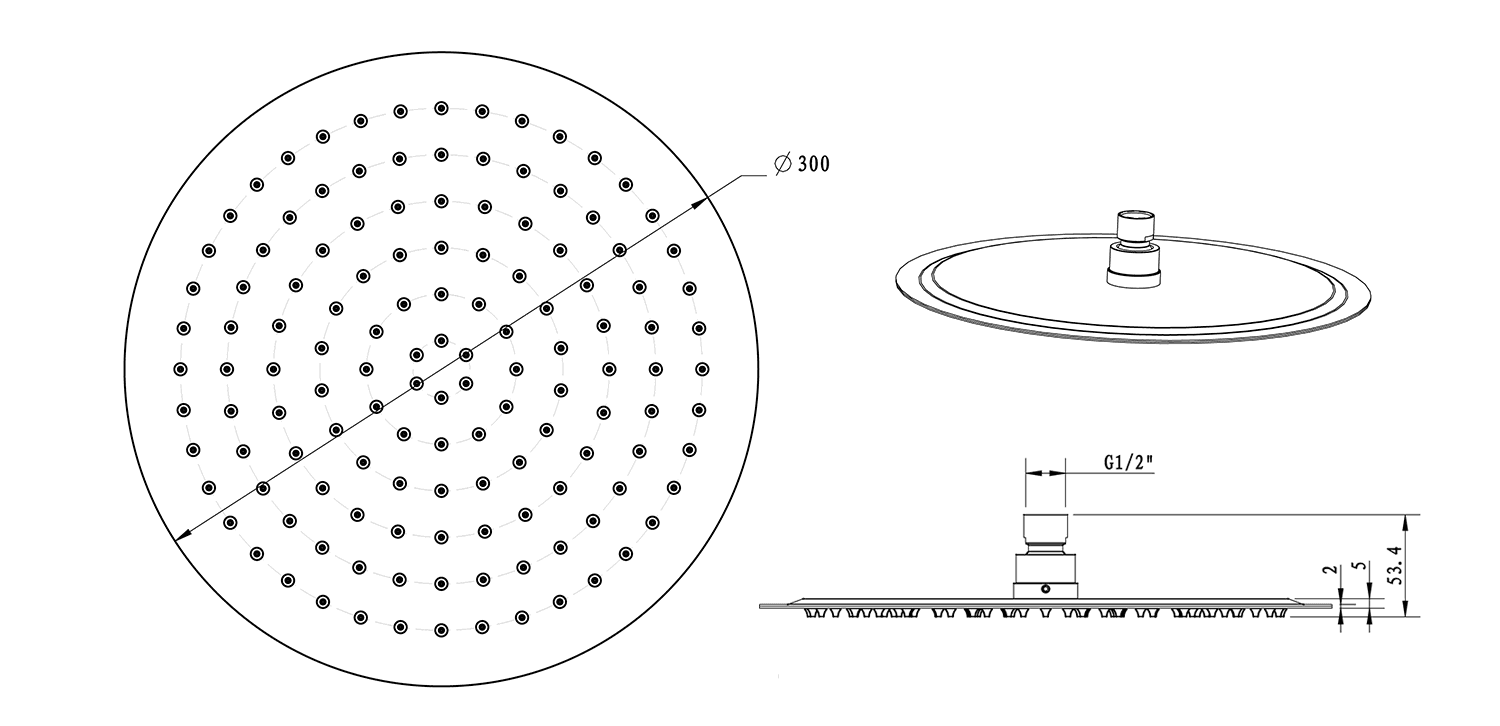 SLIM deszczownica okrągła 300mm ze stali nierdzewnej