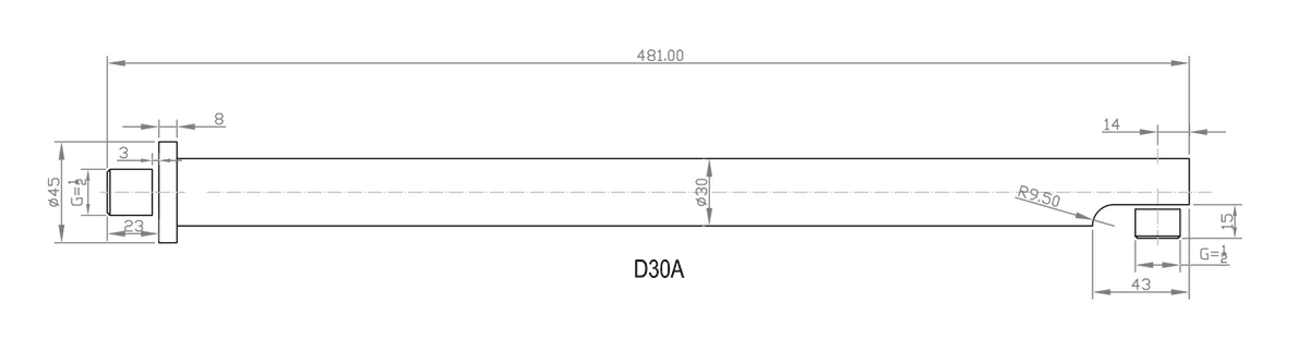 Ramię deszczowni 450mm chromowane