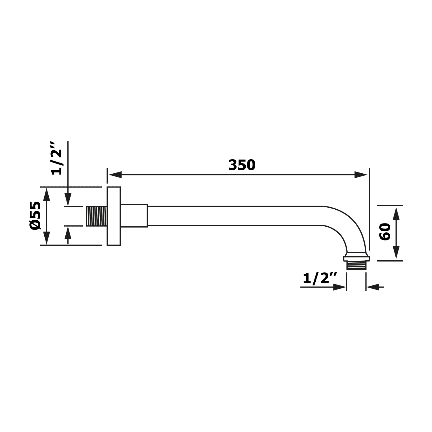 Ramię deszczowni 350mm brązowe