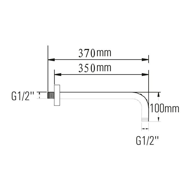 Ramię deszczowni 350 mm, mosiężne z chromem