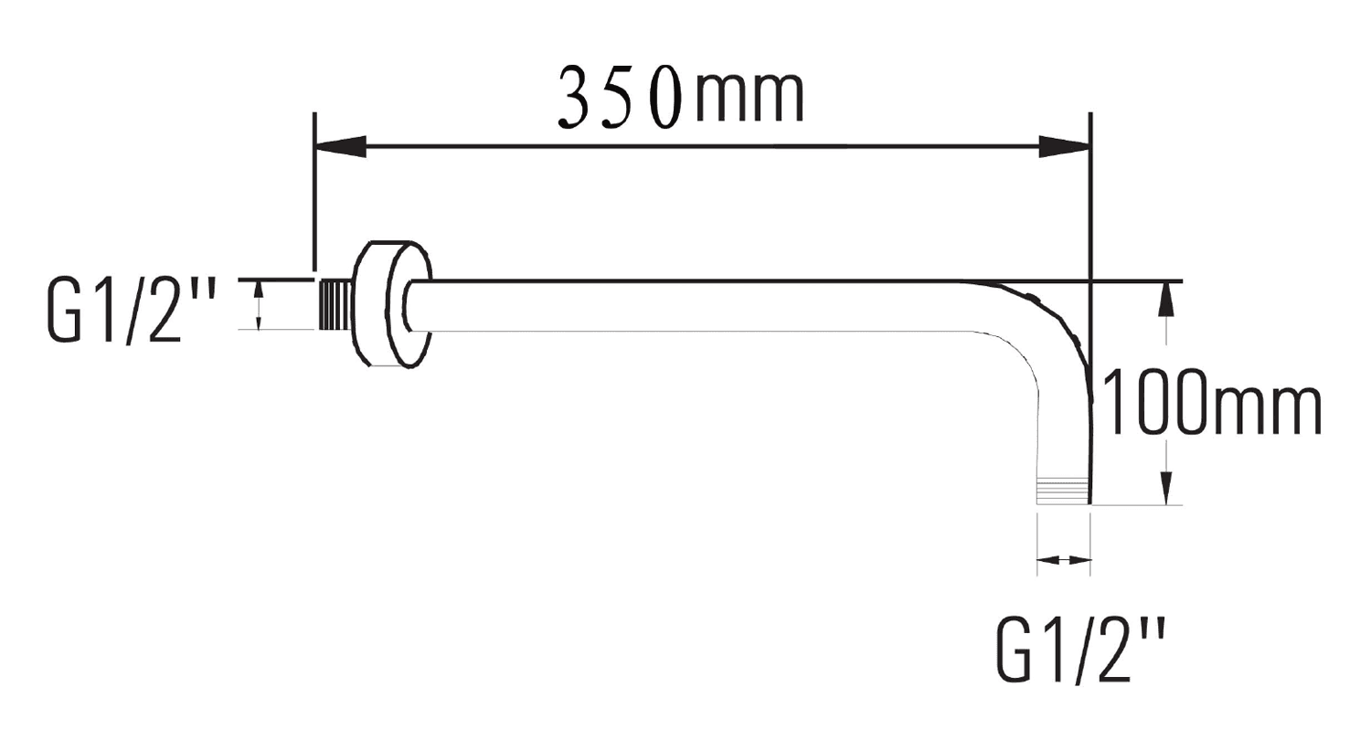 Ramię deszczowni 350 mm, złote - elegancka armatura