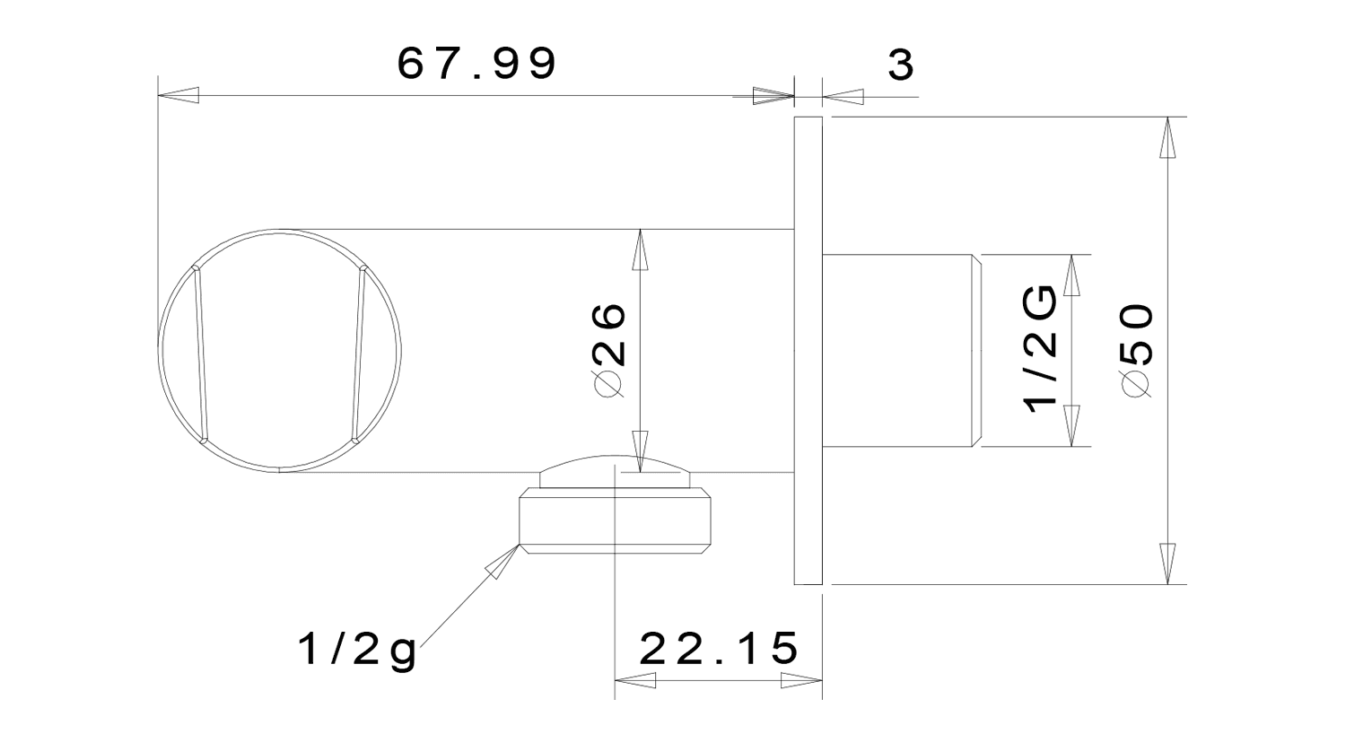 Prysznic podstawa obrotowa z wylotem, chrom (5 cm)