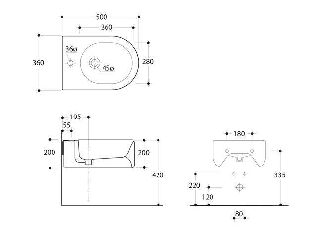 FLO bidet wiszący 36,5x20x50 cm - nowoczesny design