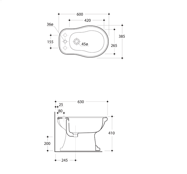 RETRO bidet ceramiczny 38,5x41x60cm