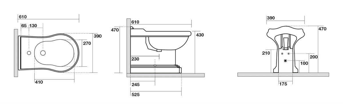 RETRO bidet 39x43x61cm – elegancka ceramika retro