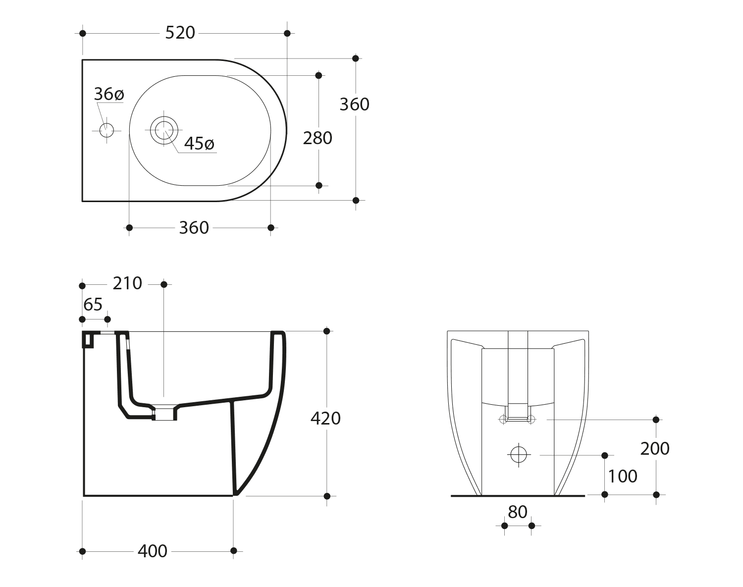 FLO bidet ceramiczny 36x42x51,5cm