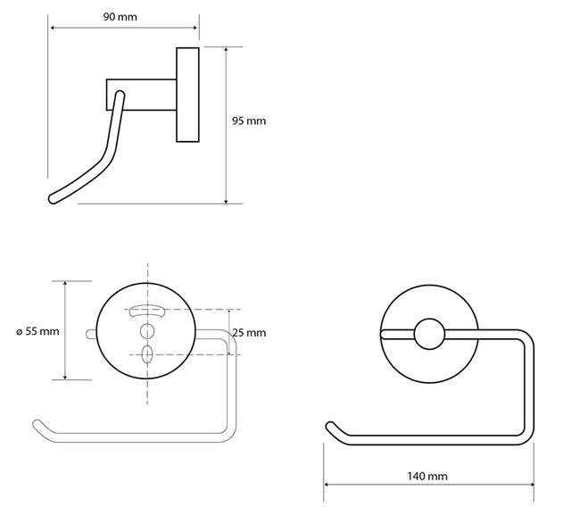 X-ROUND E wieszak na papier toaletowy, chrom (104112042)