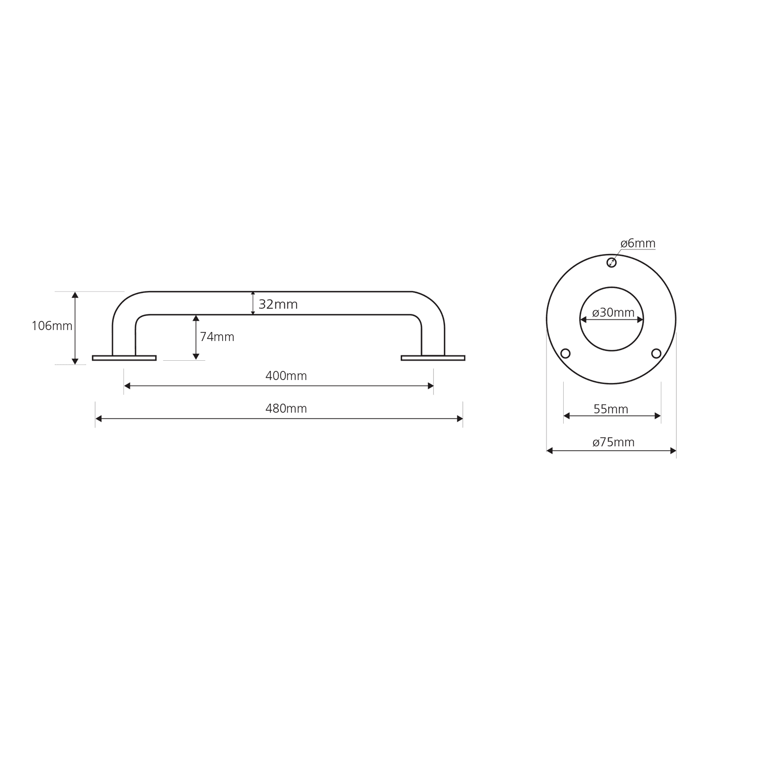 Poręcz prosta 400mm ze stali nierdzewnej (301100401)