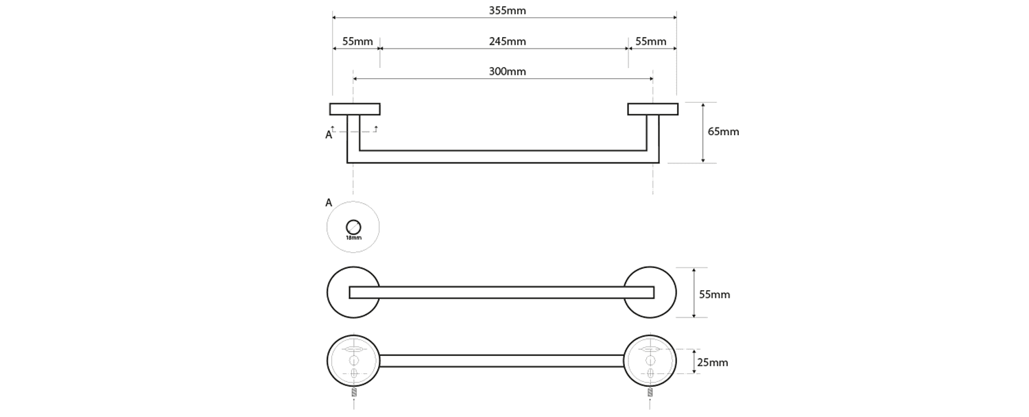 X-STEEL wieszak na ręczniki 355 mm ze stali nierdzewnej