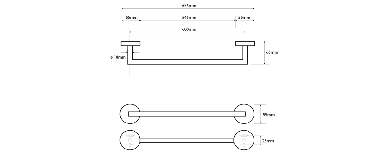 X-ROUND wieszak na ręczniki LED 655mm, chrom (104204042)