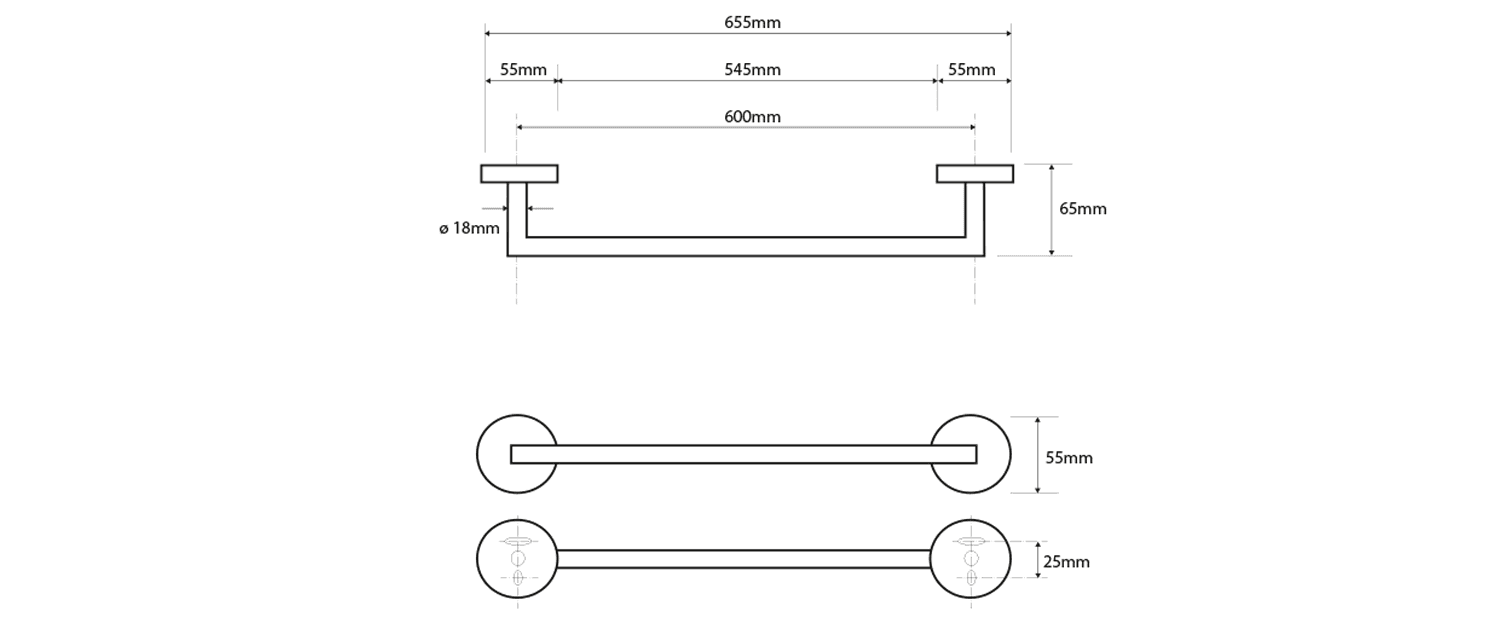 X-ROUND wieszak na ręczniki LED 655mm, chrom (104204042)