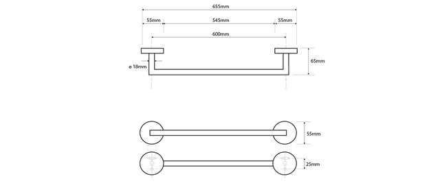 X-ROUND wieszak na ręczniki LED 655mm, chrom (104204042)