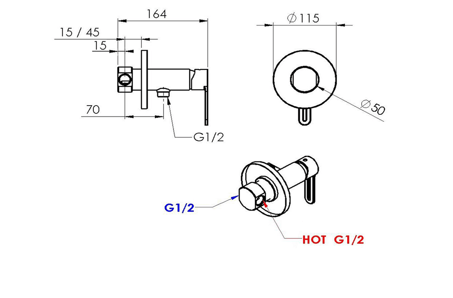Bateria podtynkowa z prysznicem bidetowym chrom 3706