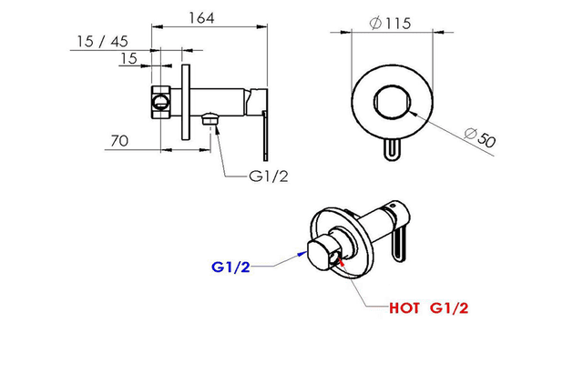 Bateria podtynkowa z prysznicem bidetowym chrom 3706