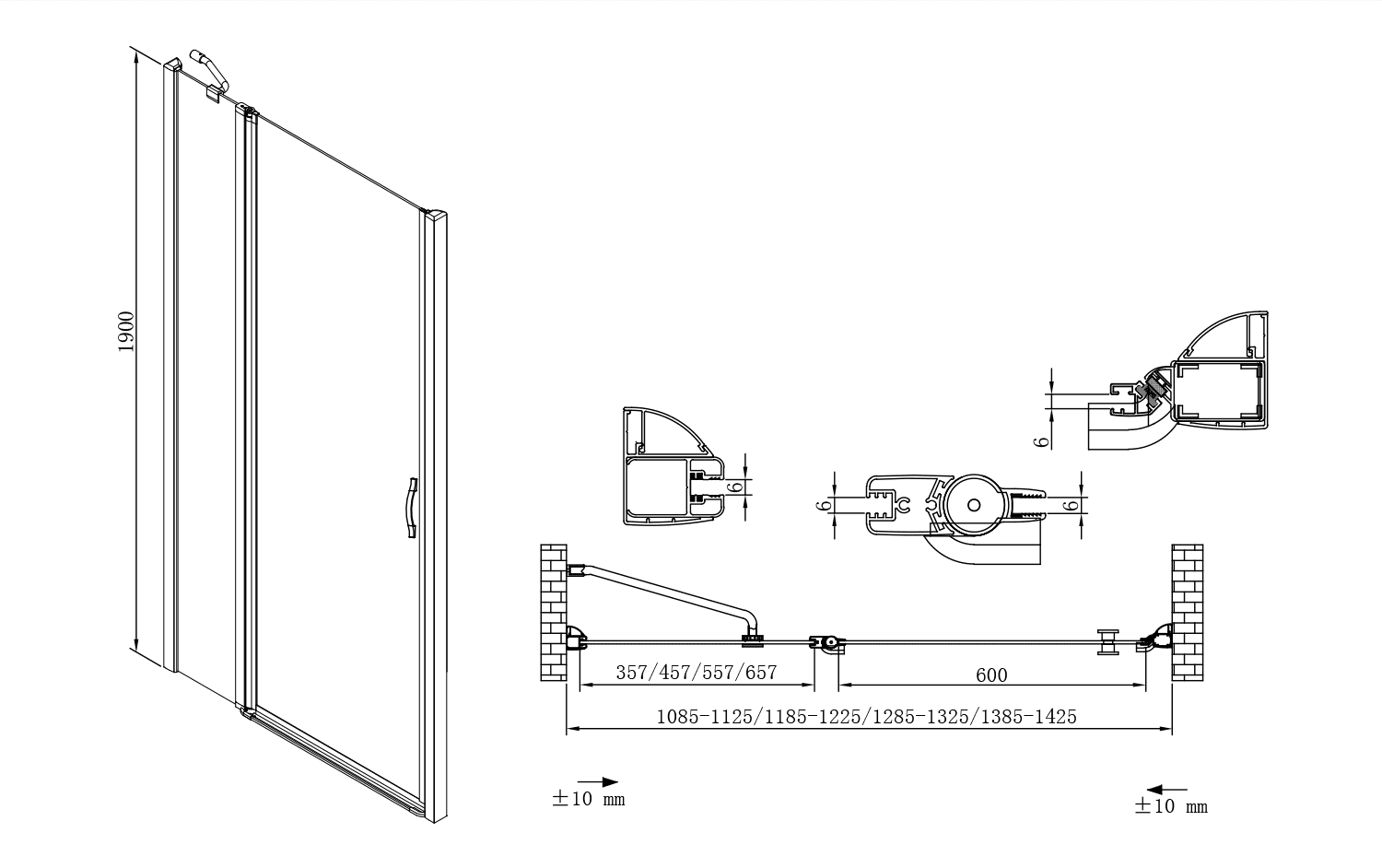 ONE drzwi prysznicowe 1200 mm Coated Glass