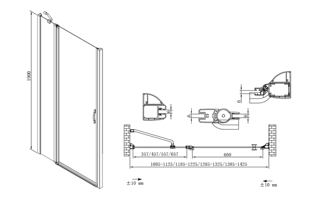 ONE drzwi prysznicowe 1200 mm Coated Glass