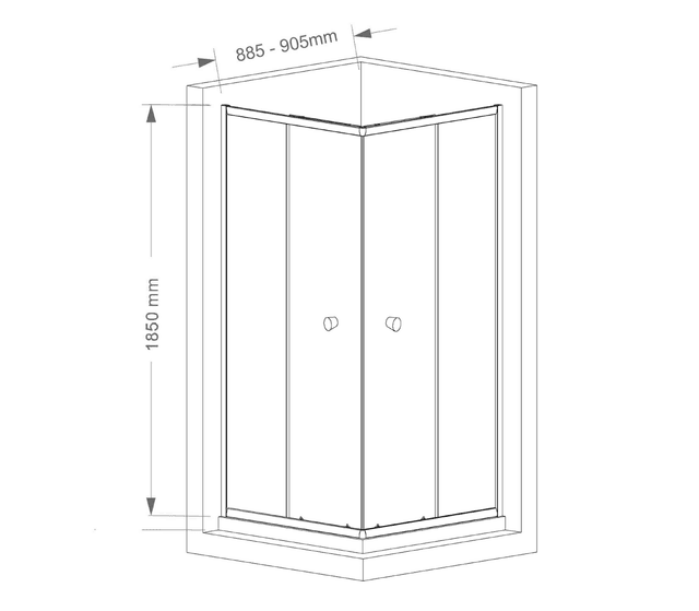 AGGA kabina prysznicowa narożna 900x900mm, szkło hartowane