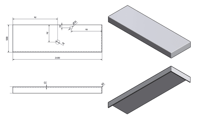 TAILOR blat kompozytowy 210x50 cm Solid Surface R