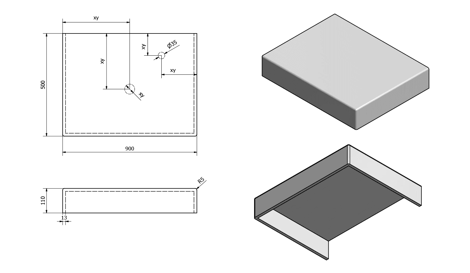 TAILOR blat kompozytowy 90x50 cm Solid Surface wersja C