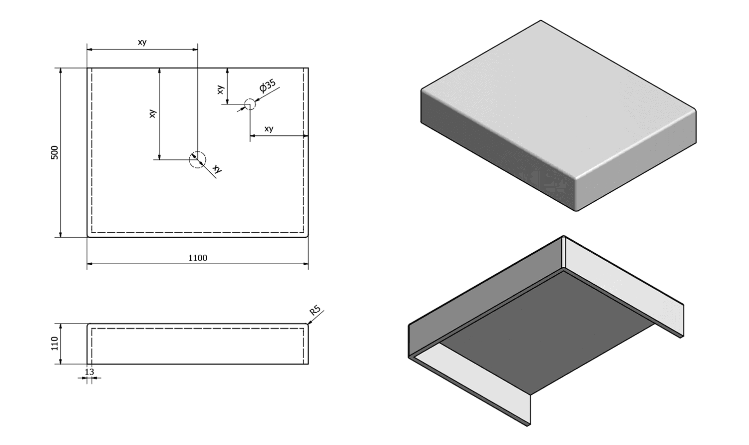 AILOR blat kompozytowy 110x50 cm Solid Surface, wersja C