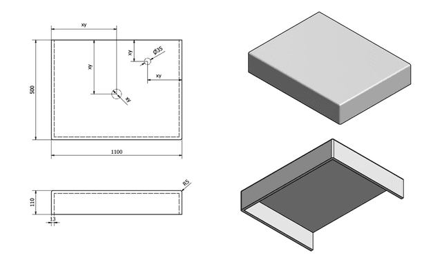 AILOR blat kompozytowy 110x50 cm Solid Surface, wersja C
