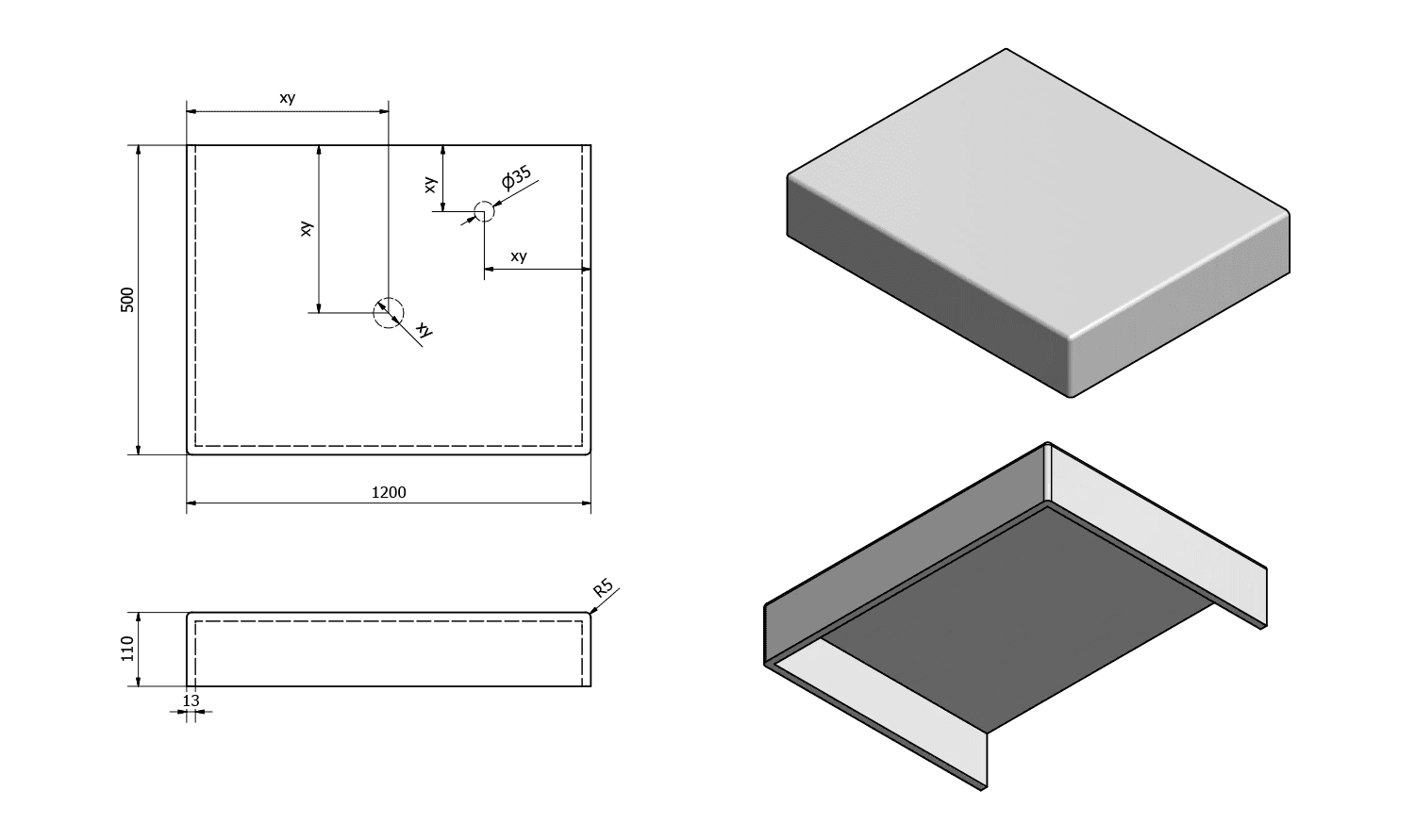 TAILOR blat kompozytowy 120x50 cm, Solid Surface C
