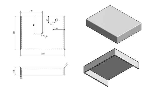 TAILOR blat kompozytowy 120x50 cm, Solid Surface C