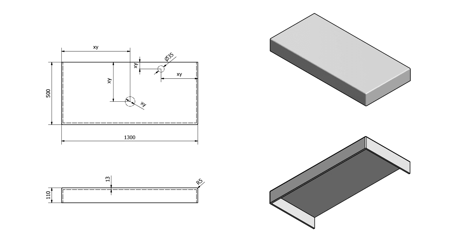 TAILOR blat kompozytowy 130x50 cm, Solid Surface