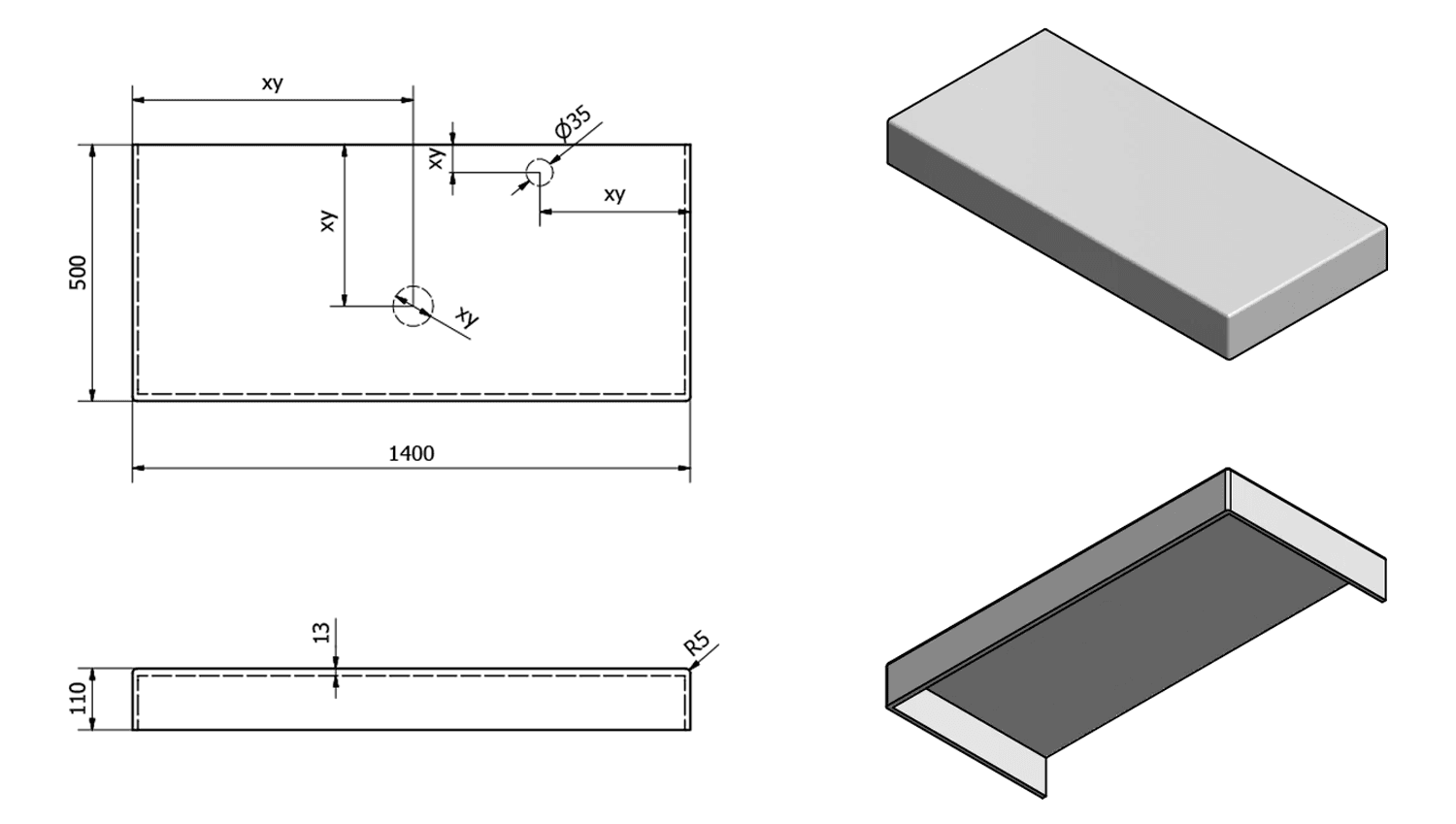 TAILOR blat kompozytowy 140x50 cm wersja C - Solid Surface