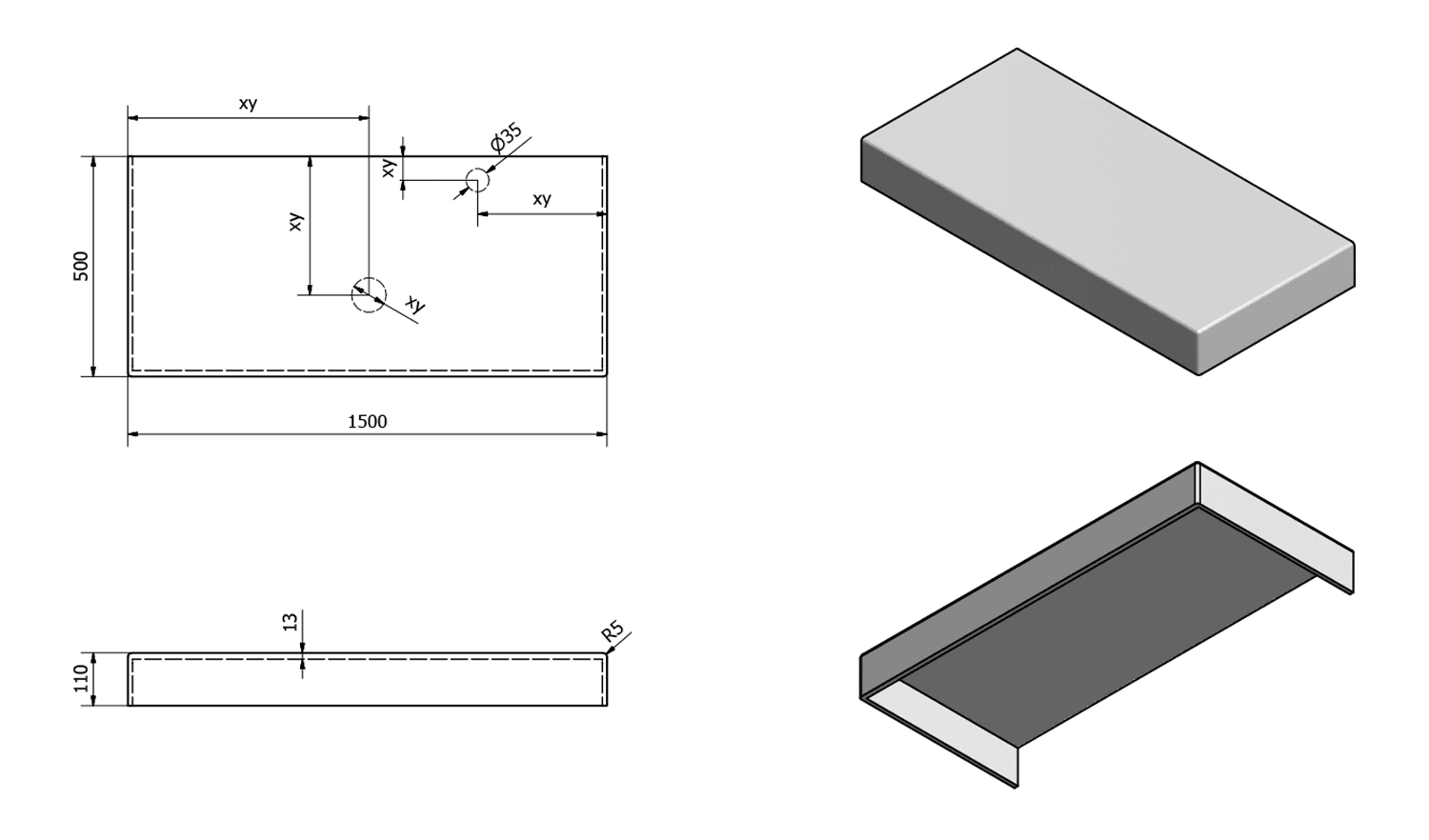 TAILOR blat kompozytowy Solid Surface 150x50 cm, C