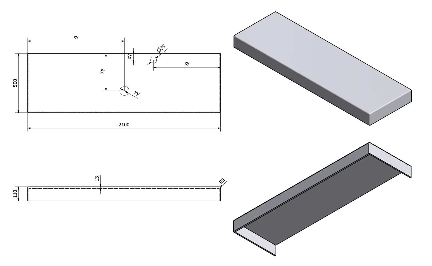 TAILOR blat kompozytowy Solid Surface 210x50 cm