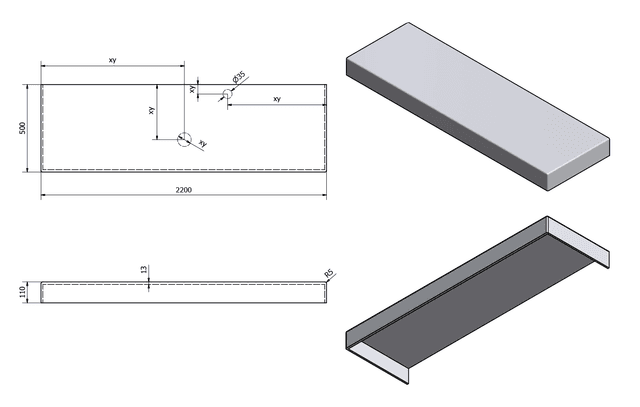 TAILOR blat kompozytowy Solid Surface 220x50 cm, wersja C