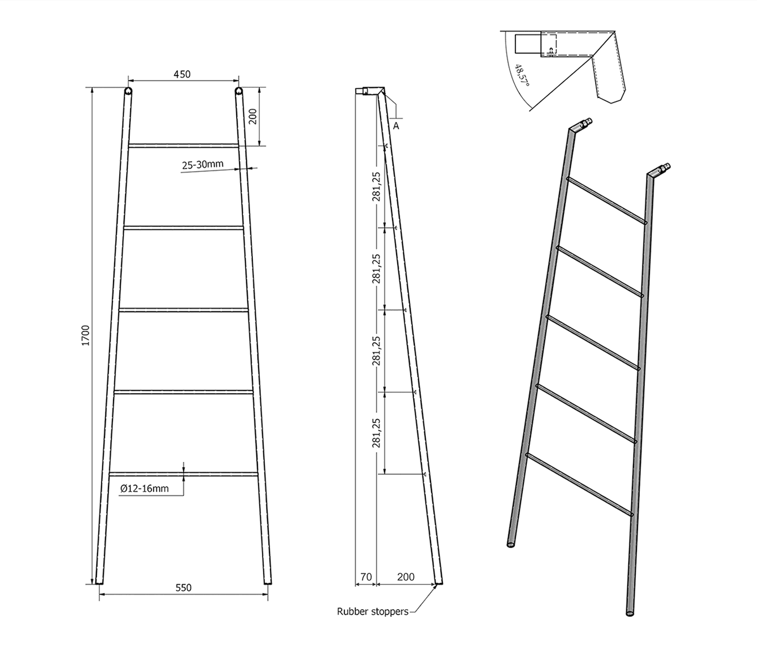 SEGA suszarka na ręczniki 550x1700mm, biała