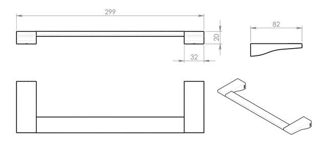 GLAMOUR wieszak na ręczniki 300x82mm