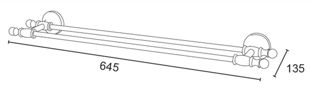 PERLA podwójny wieszak na ręczniki złoty 645 mm