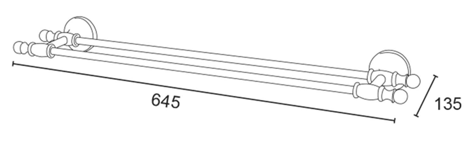 PERLA podwójny wieszak na ręczniki złoty 645 mm