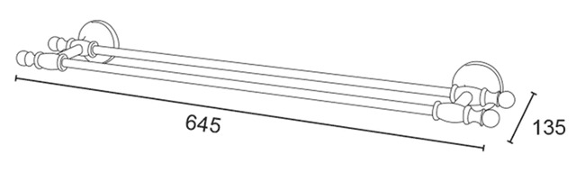 PERLA podwójny wieszak na ręczniki złoty 645 mm