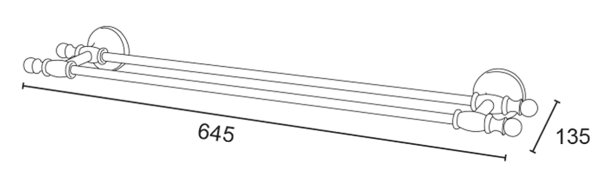 PERLA podwójny wieszak na ręczniki różowe złoto 645 mm
