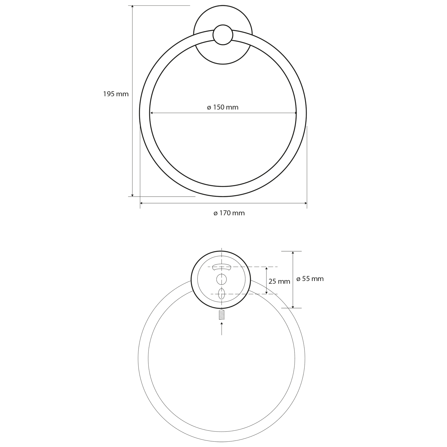 X-ROUND BLACK wieszak na ręcznik, okrągły (XB402)